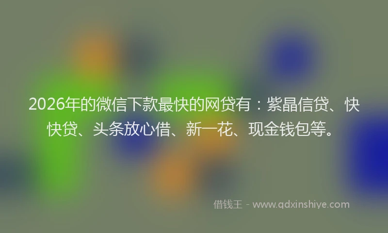 2026年的微信下款最快的网贷有：紫晶信贷、快快贷、头条放心借、新一花、现金钱包等。