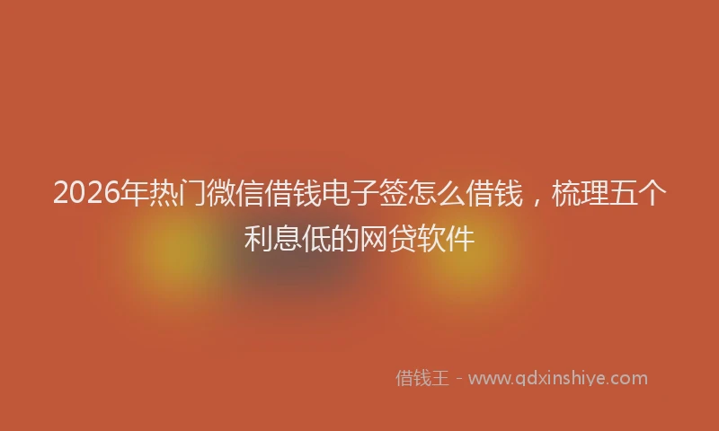2026年热门微信借钱电子签怎么借钱,梳理五个利息低的网贷软件
