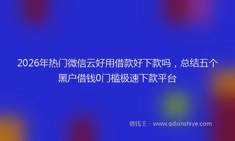 2026年热门微信云好用借款好下款吗，总结五个黑户借钱0门槛极速下款平台