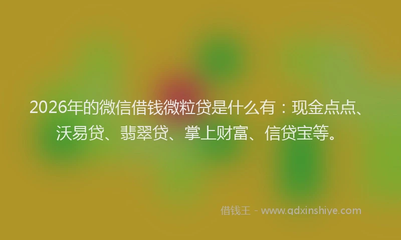 2026年的微信借钱微粒贷是什么有：现金点点、沃易贷、翡翠贷、掌上财富、信贷宝等。