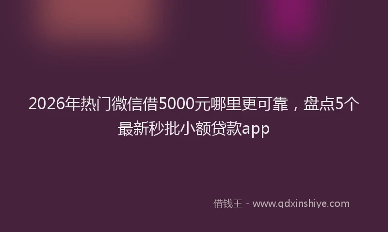 2026年热门微信借5000元哪里更可靠，盘点5个最新秒批小额贷款app