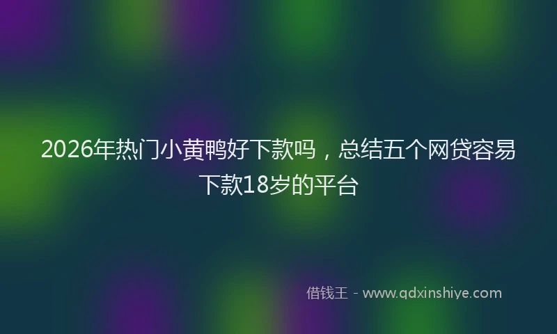 2026年热门小黄鸭好下款吗，总结五个网贷容易下款18岁的平台