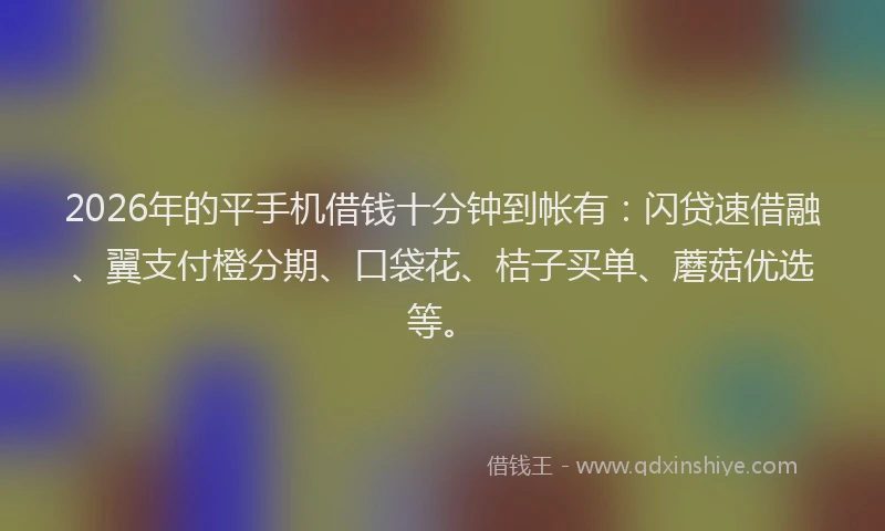 2026年的平手机借钱十分钟到帐有:闪贷速借融、翼支付橙分期、口袋花、桔子买单、蘑菇优选等。