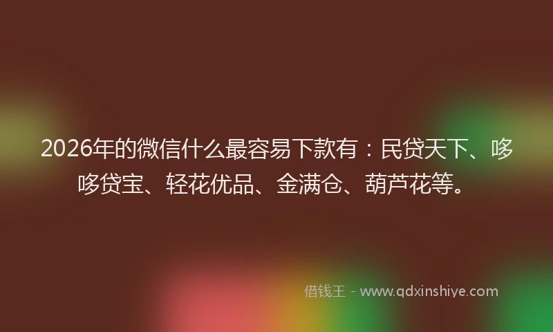 2026年的微信什么最容易下款有：民贷天下、哆哆贷宝、轻花优品、金满仓、葫芦花等。