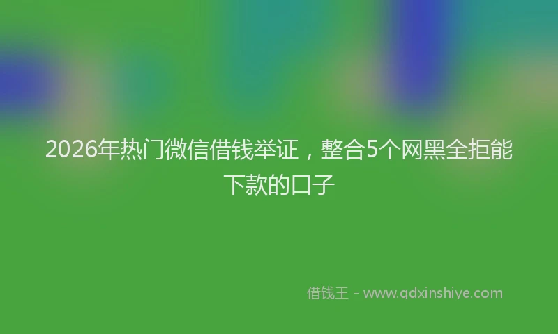 2026年热门微信借钱举证，整合5个网黑全拒能下款的口子