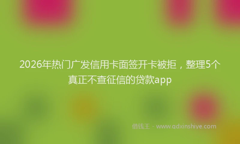 2026年热门广发信用卡面签开卡被拒,整理5个真正不查征信的贷款app