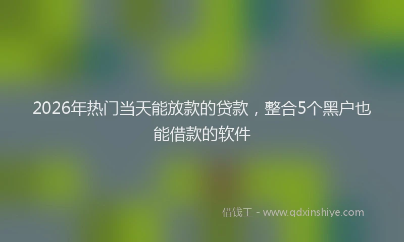 2026年热门当天能放款的贷款，整合5个黑户也能借款的软件
