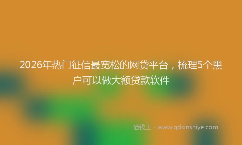 2026年热门征信最宽松的网贷平台,梳理5个黑户可以做大额贷款软件
