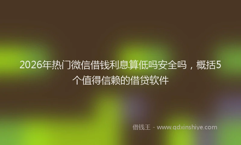 2026年热门微信借钱利息算低吗安全吗，概括5个值得信赖的借贷软件
