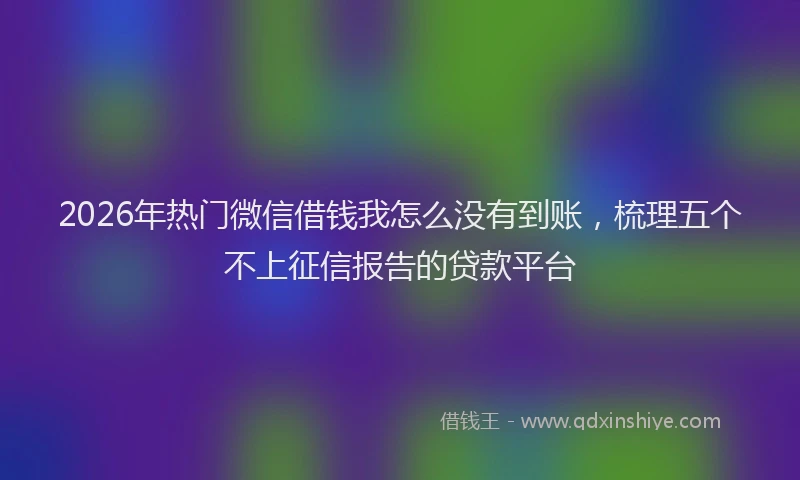2026年热门微信借钱我怎么没有到账，梳理五个不上征信报告的贷款平台