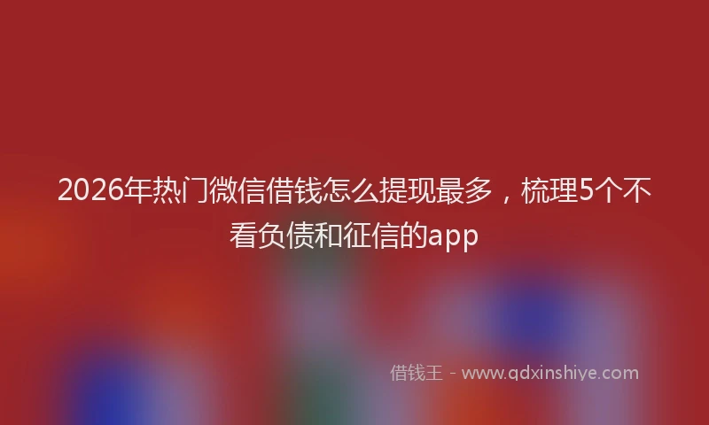 2026年热门微信借钱怎么提现最多,梳理5个不看负债和征信的app
