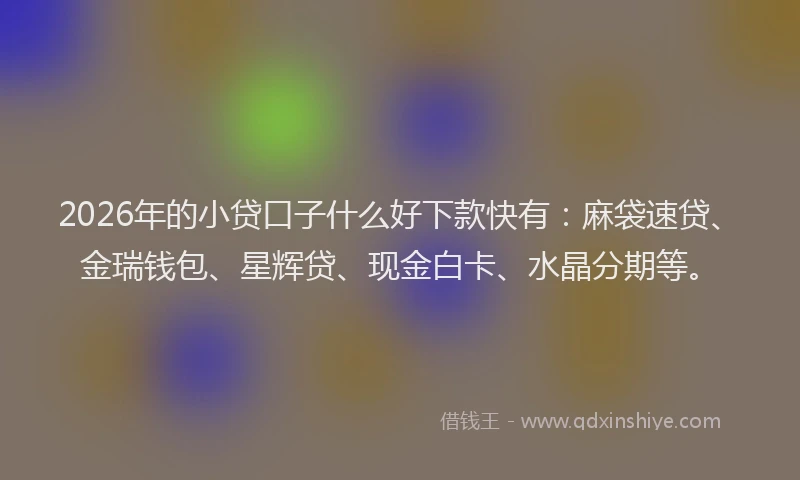 2026年的小贷口子什么好下款快有：麻袋速贷、金瑞钱包、星辉贷、现金白卡、水晶分期等。