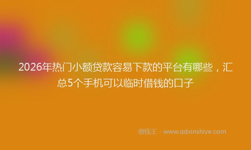 2026年热门小额贷款容易下款的平台有哪些,汇总5个手机可以临时借钱的口子