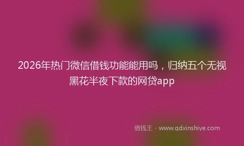2026年热门微信借钱功能能用吗，归纳五个无视黑花半夜下款的网贷app
