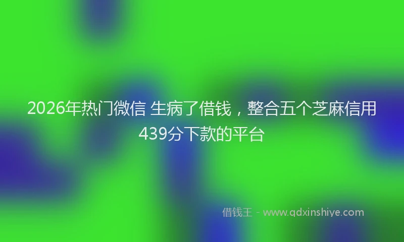 2026年热门微信 生病了借钱，整合五个芝麻信用439分下款的平台