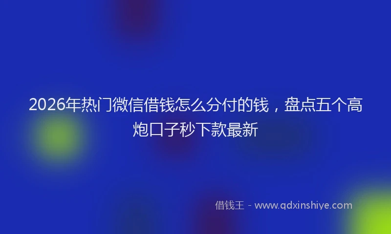 2026年热门微信借钱怎么分付的钱，盘点五个高炮口子秒下款最新