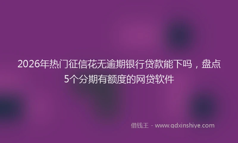 2026年热门征信花无逾期银行贷款能下吗，盘点5个分期有额度的网贷软件