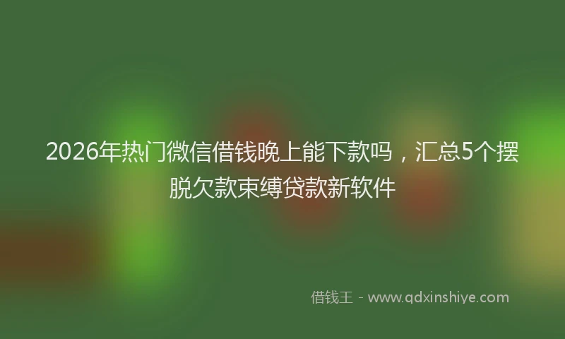 2026年热门微信借钱晚上能下款吗，汇总5个摆脱欠款束缚贷款新软件