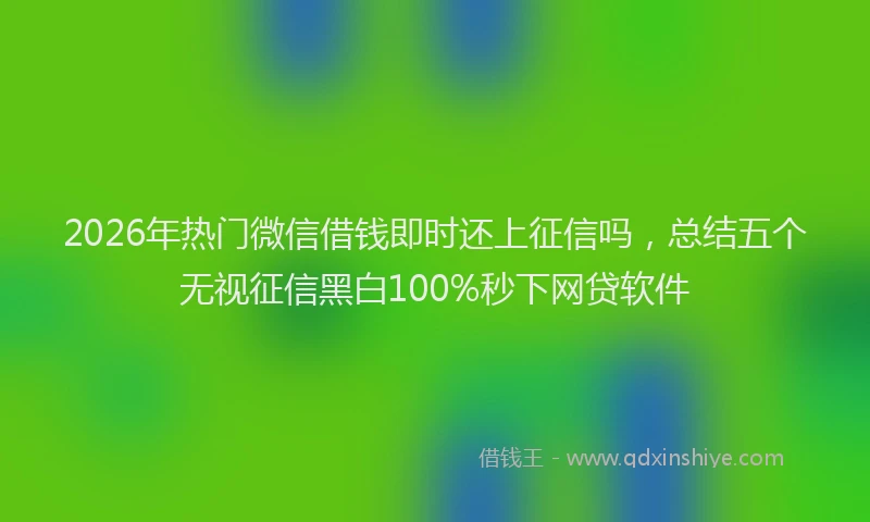 2026年热门微信借钱即时还上征信吗，总结五个无视征信黑白100%秒下网贷软件