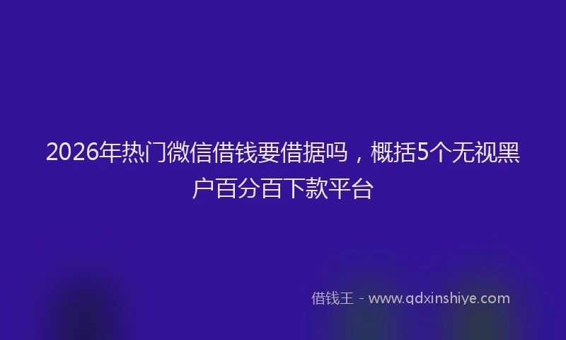 2026年热门微信借钱要借据吗,概括5个无视黑户百分百下款平台