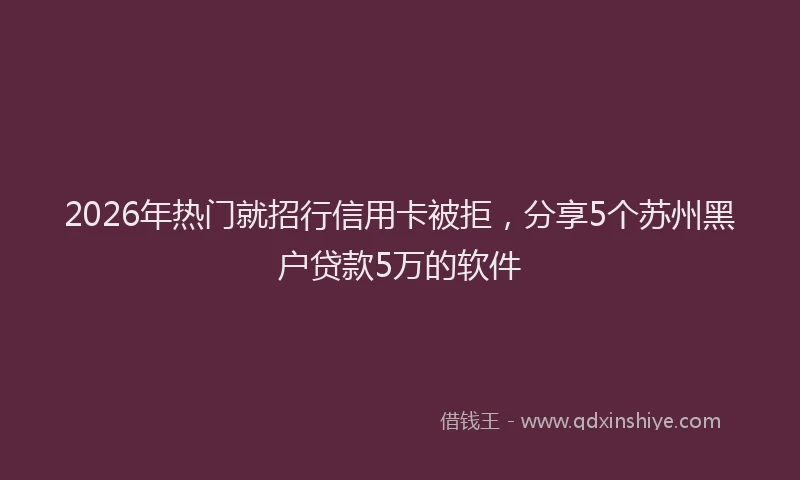 2026年热门就招行信用卡被拒,分享5个苏州黑户贷款5万的软件