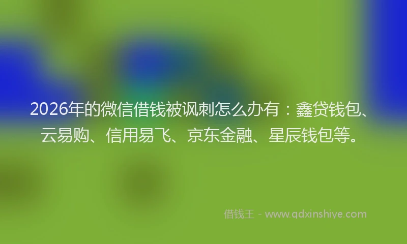 2026年的微信借钱被讽刺怎么办有：鑫贷钱包、云易购、信用易飞、京东金融、星辰钱包等。