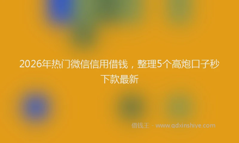 2026年热门微信信用借钱,整理5个高炮口子秒下款最新