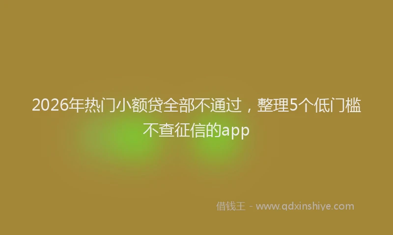 2026年热门小额贷全部不通过，整理5个低门槛不查征信的app