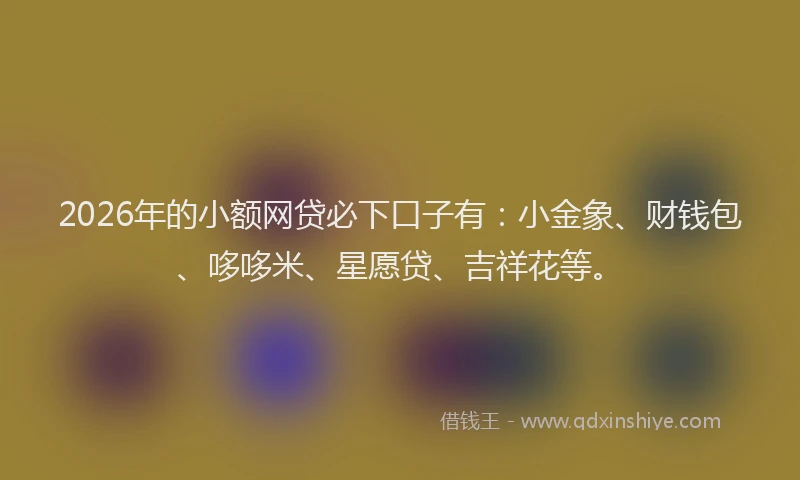 2026年的小额网贷必下口子有：小金象、财钱包、哆哆米、星愿贷、吉祥花等。