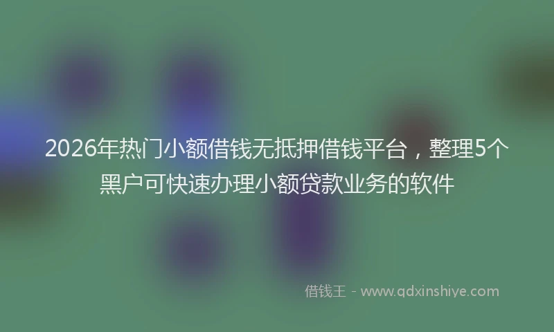 2026年热门小额借钱无抵押借钱平台，整理5个黑户可快速办理小额贷款业务的软件