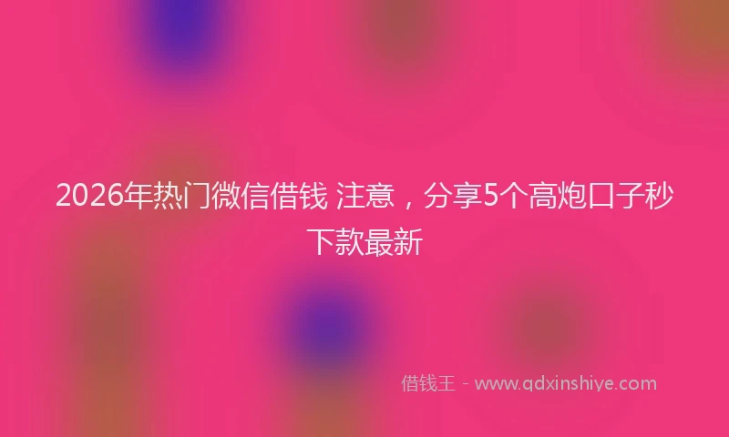 2026年热门微信借钱 注意，分享5个高炮口子秒下款最新