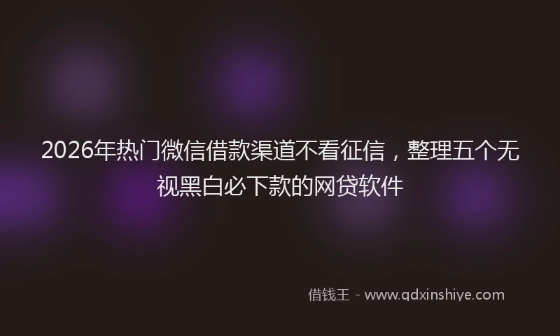 2026年热门微信借款渠道不看征信，整理五个无视黑白必下款的网贷软件