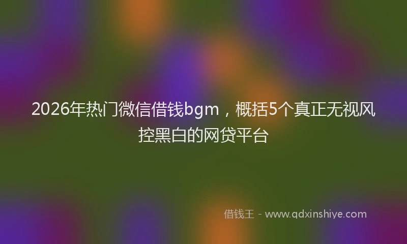 2026年热门微信借钱bgm，概括5个真正无视风控黑白的网贷平台