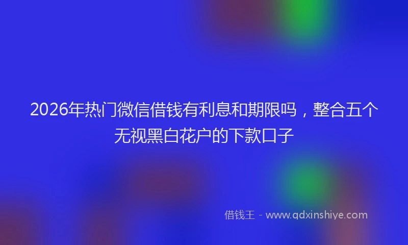 2026年热门微信借钱有利息和期限吗，整合五个无视黑白花户的下款口子