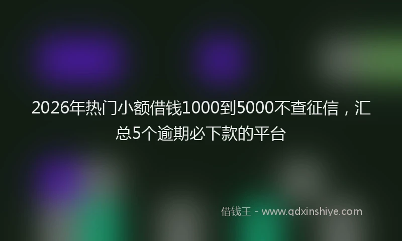 2026年热门小额借钱1000到5000不查征信，汇总5个逾期必下款的平台