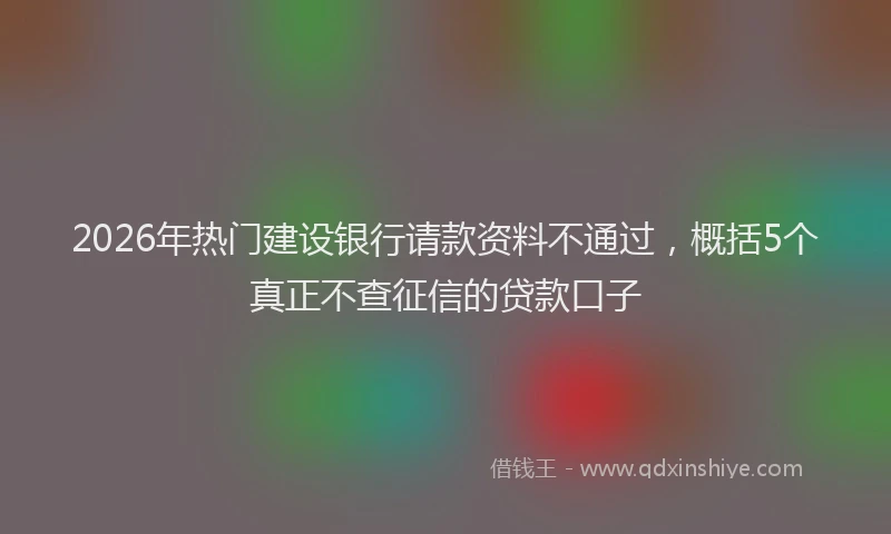 2026年热门建设银行请款资料不通过，概括5个真正不查征信的贷款口子