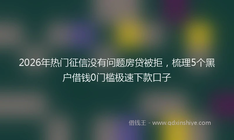 2026年热门征信没有问题房贷被拒，梳理5个黑户借钱0门槛极速下款口子
