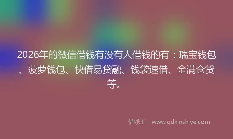 2026年的微信借钱有没有人借钱的有：瑞宝钱包、菠萝钱包、快借易贷融、钱袋速借、金满仓贷等。