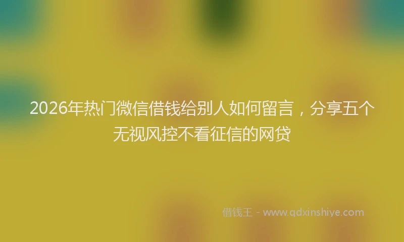 2026年热门微信借钱给别人如何留言，分享五个无视风控不看征信的网贷
