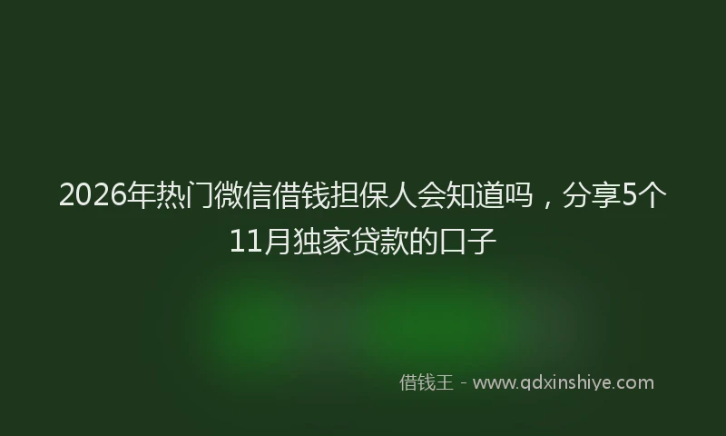 2026年热门微信借钱担保人会知道吗，分享5个11月独家贷款的口子