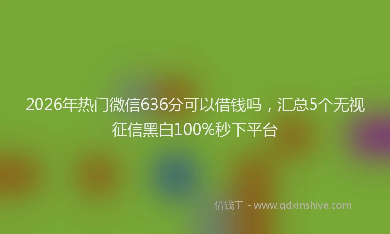 2026年热门微信636分可以借钱吗，汇总5个无视征信黑白100%秒下平台