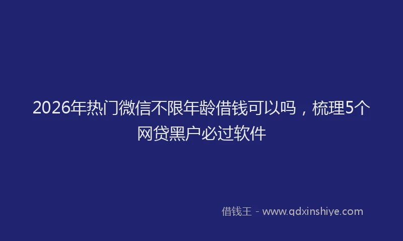 2026年热门微信不限年龄借钱可以吗，梳理5个网贷黑户必过软件