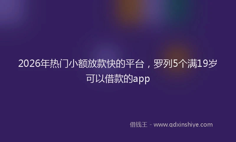 2026年热门小额放款快的平台，罗列5个满19岁可以借款的app