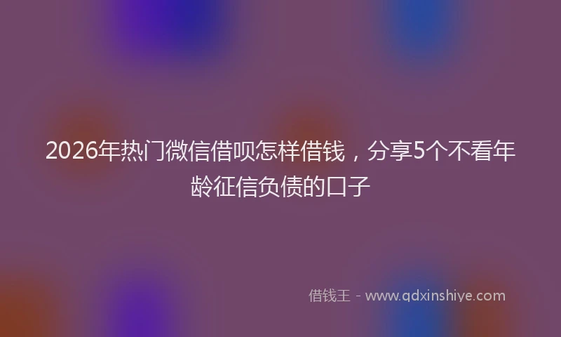 2026年热门微信借呗怎样借钱,分享5个不看年龄征信负债的口子