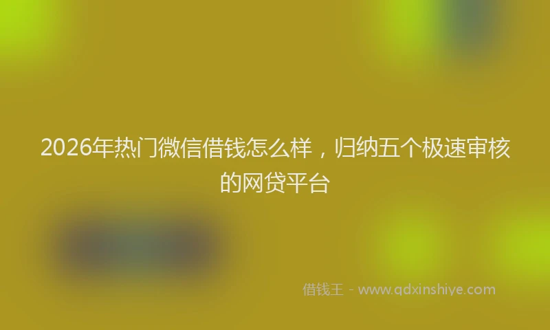 2026年热门微信借钱怎么样，归纳五个极速审核的网贷平台