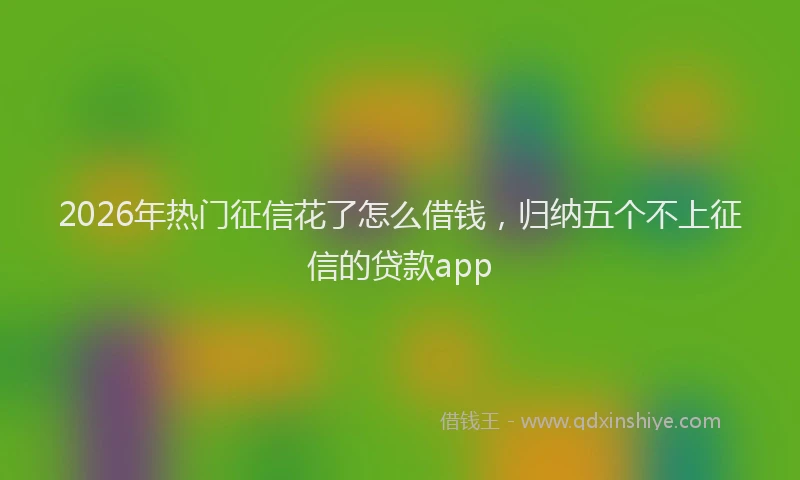 2026年热门征信花了怎么借钱，归纳五个不上征信的贷款app