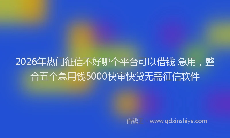 2026年热门征信不好哪个平台可以借钱 急用，整合五个急用钱5000快审快贷无需征信软件
