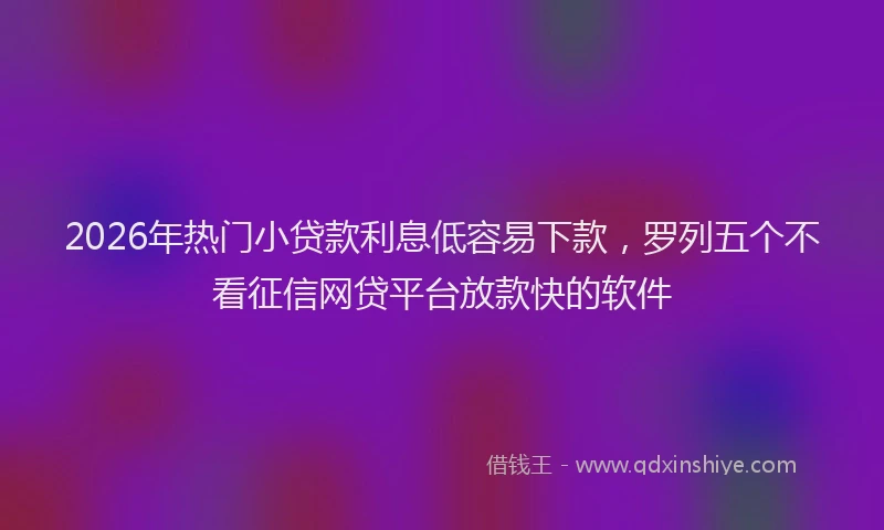 2026年热门小贷款利息低容易下款，罗列五个不看征信网贷平台放款快的软件