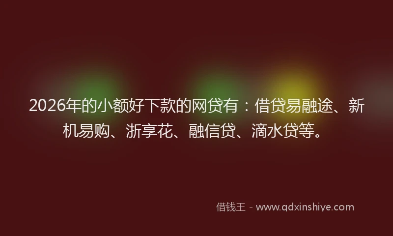 2026年的小额好下款的网贷有:借贷易融途、新机易购、浙享花、融信贷、滴水贷等。