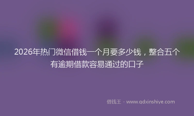 2026年热门微信借钱一个月要多少钱，整合五个有逾期借款容易通过的口子
